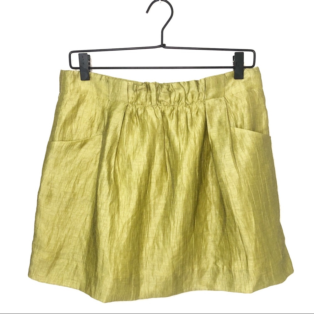 J. Crew Linen Charter Skirt in Chartreuse Size 4